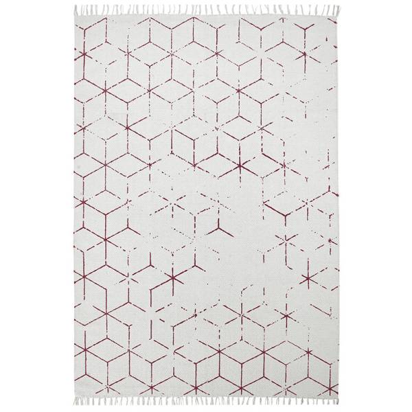 Muster Designteppich in weiß und pink mit Fransen von Heineking24